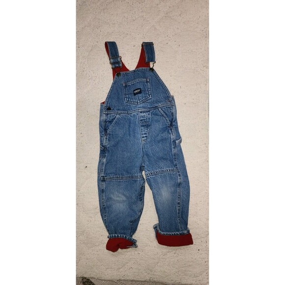 Vintage Baby Oshkosh Genuine Article Denim Bib Overalls Fleece  Lining  26 mos - Picture 1 of 7